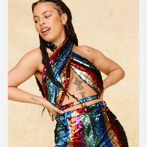 NWT Nasty Gal Sequin Crop Top